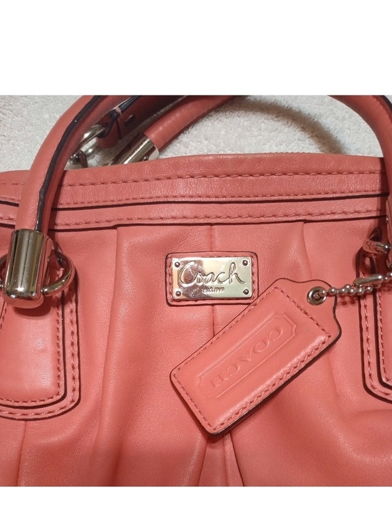 Coach Handbags - Coach Pebbled Leather Satchel in Coral Pink